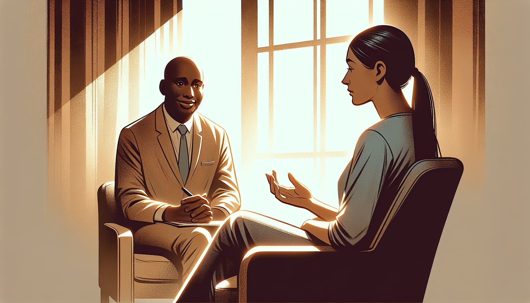 Illustration of a person receiving support from a therapist