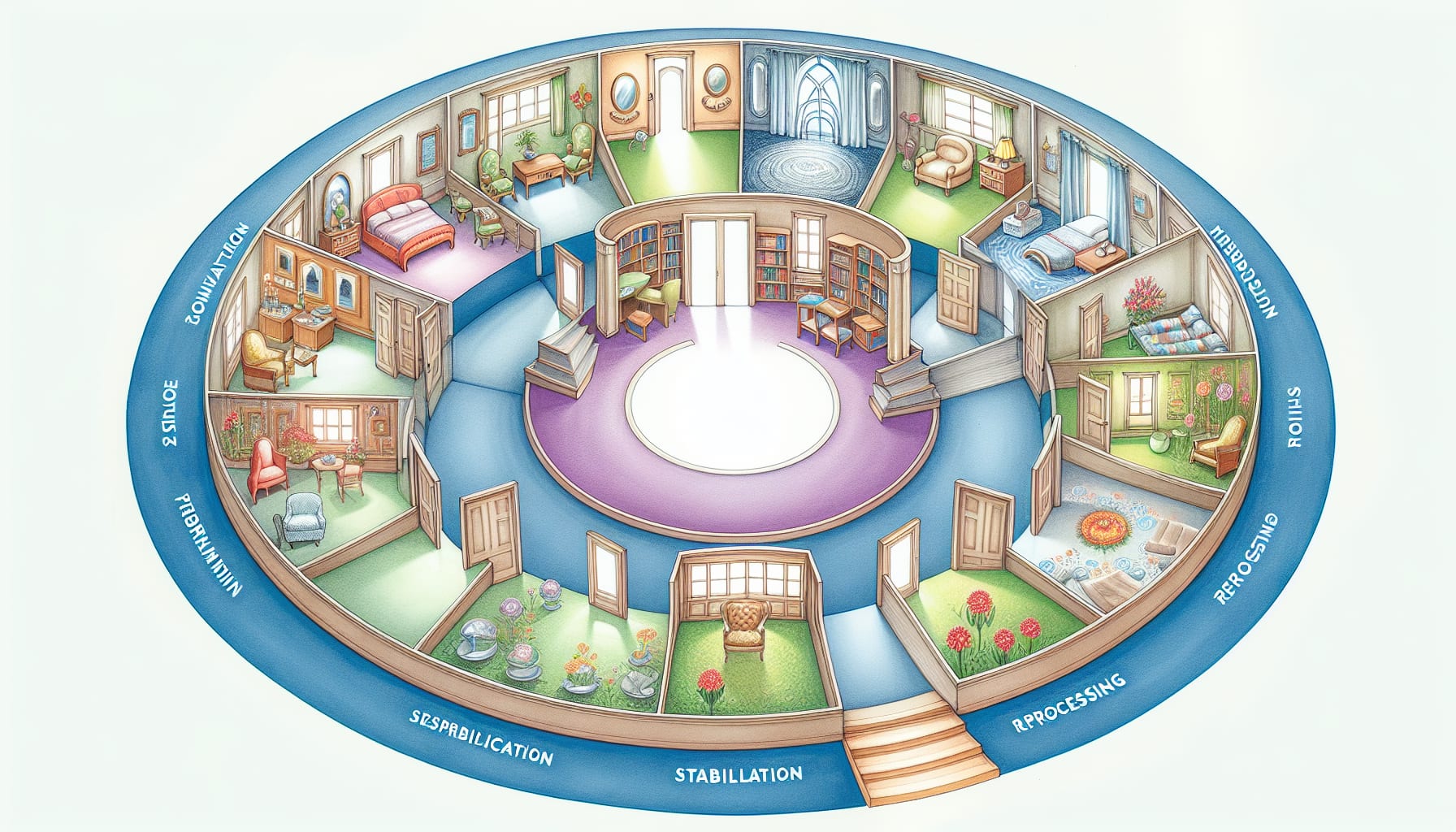 Illustration of the eight phases of EMDR therapy sessions San Francisco Bay Area