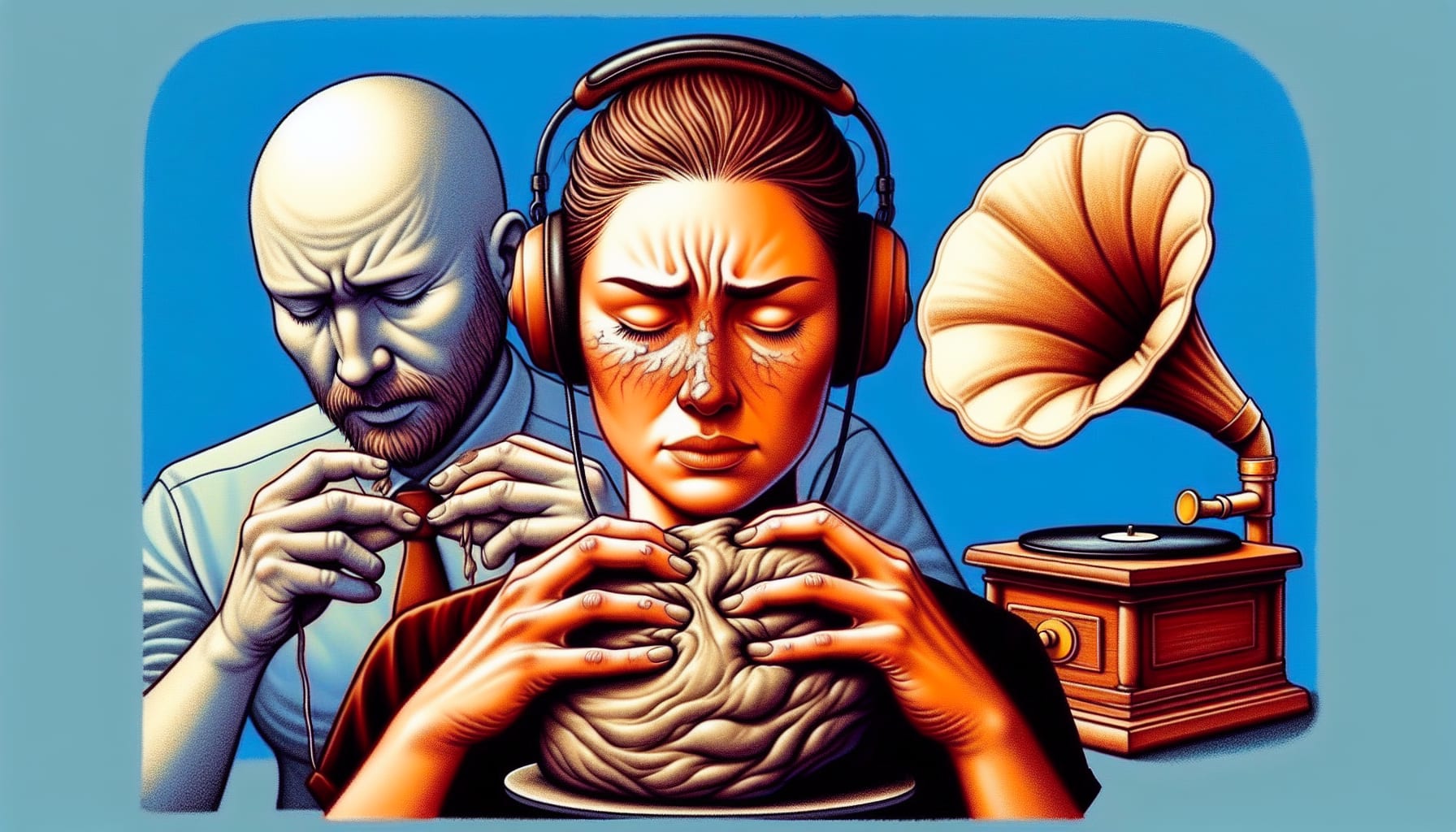 Illustration of a couple practicing distress tolerance techniques