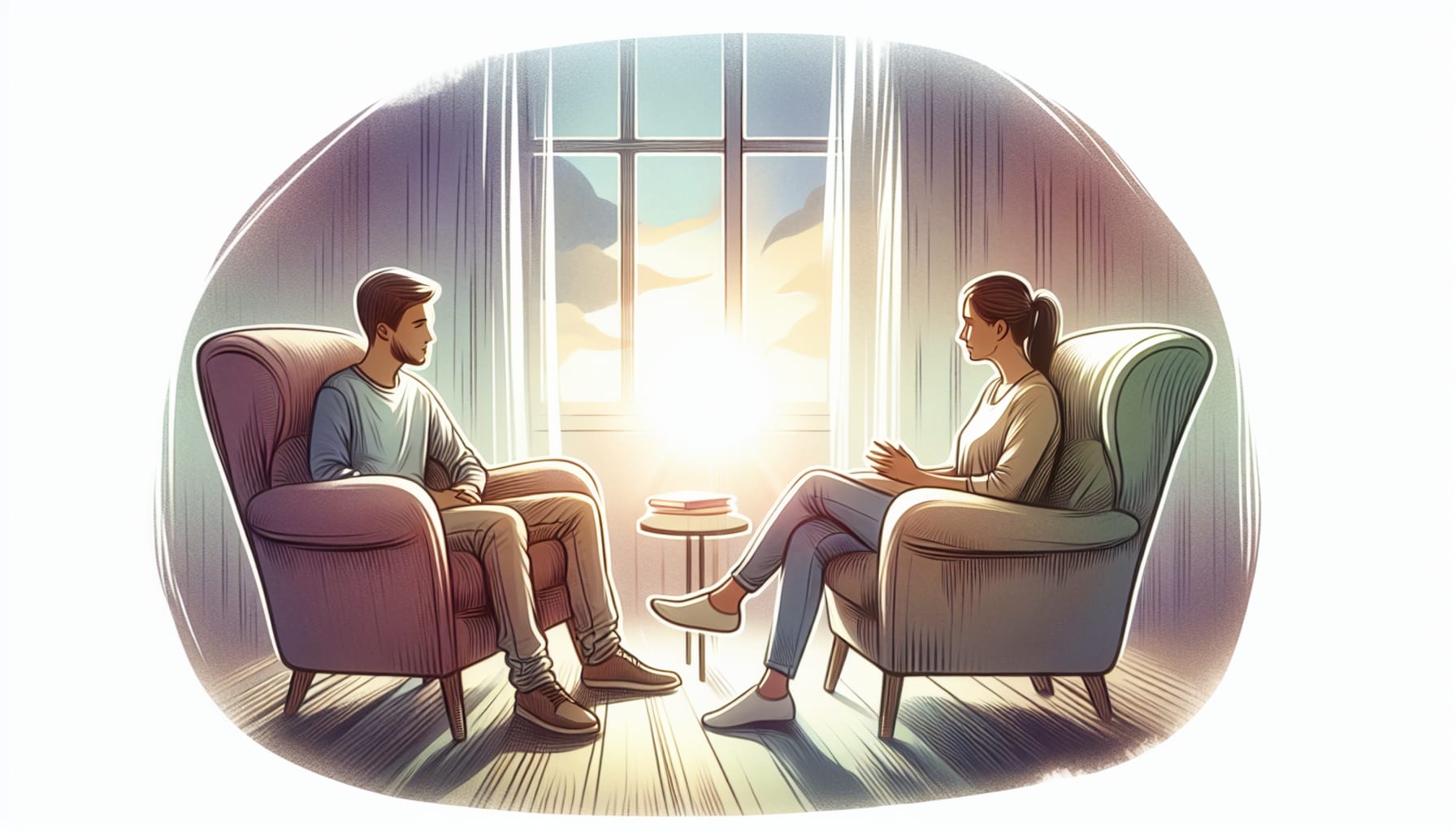 Illustration of a therapist providing talk therapy