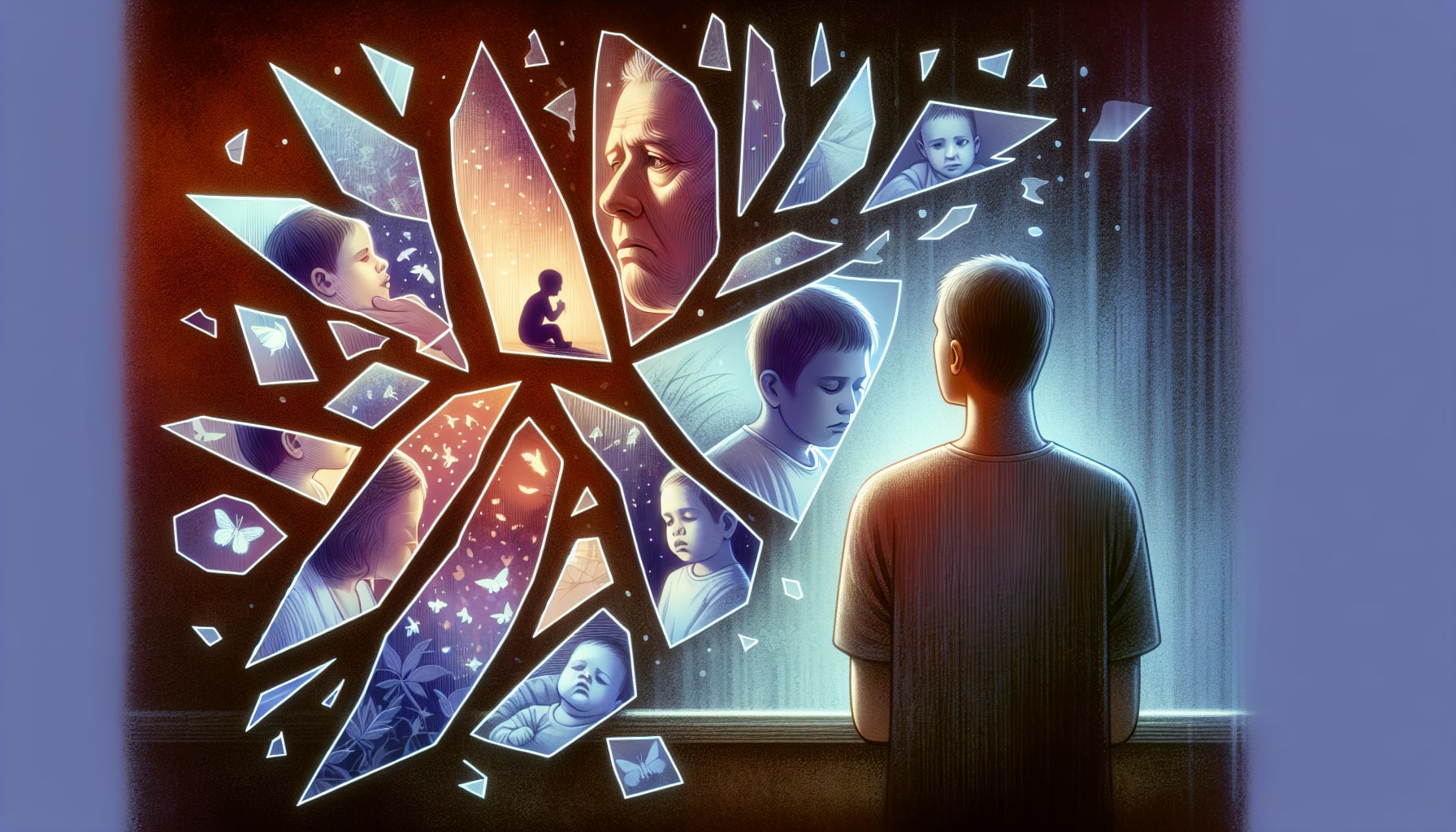 Illustration of a person reflecting on early childhood experiences and their impact on attachment disorders