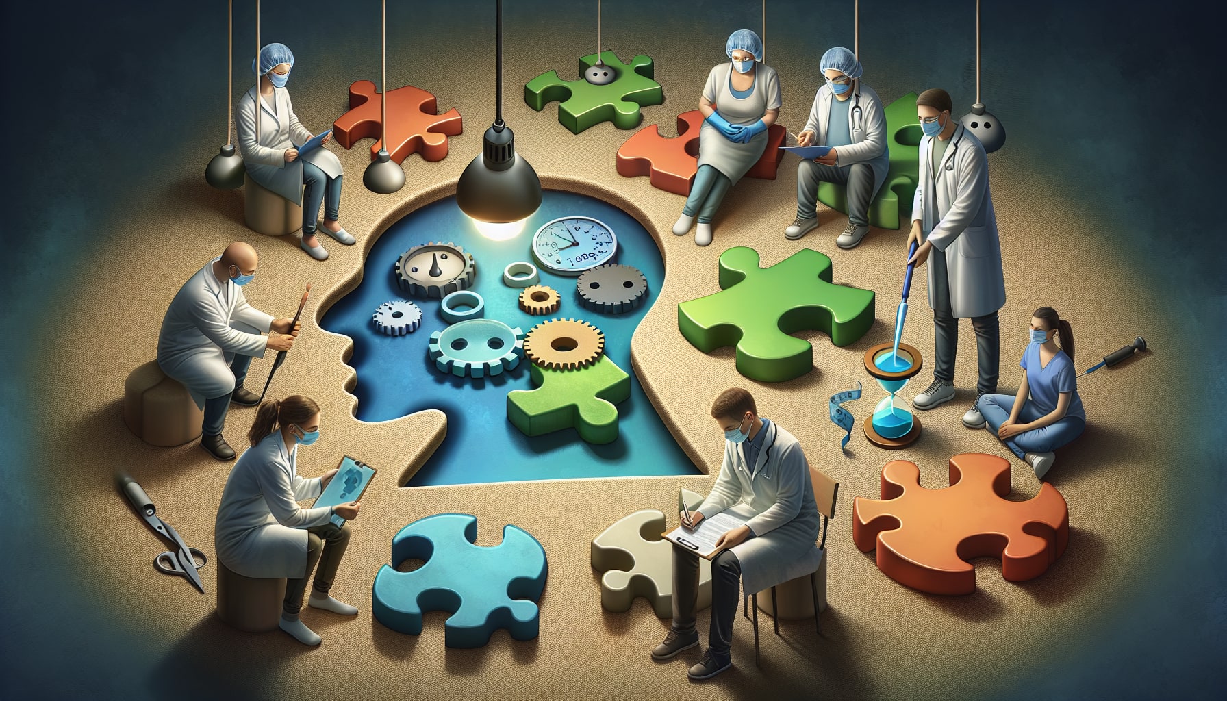 Artistic representation of therapists tailoring treatment plans