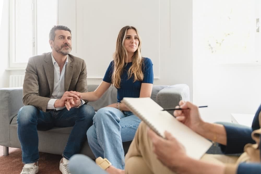 Illustration of a couple in a counseling session
