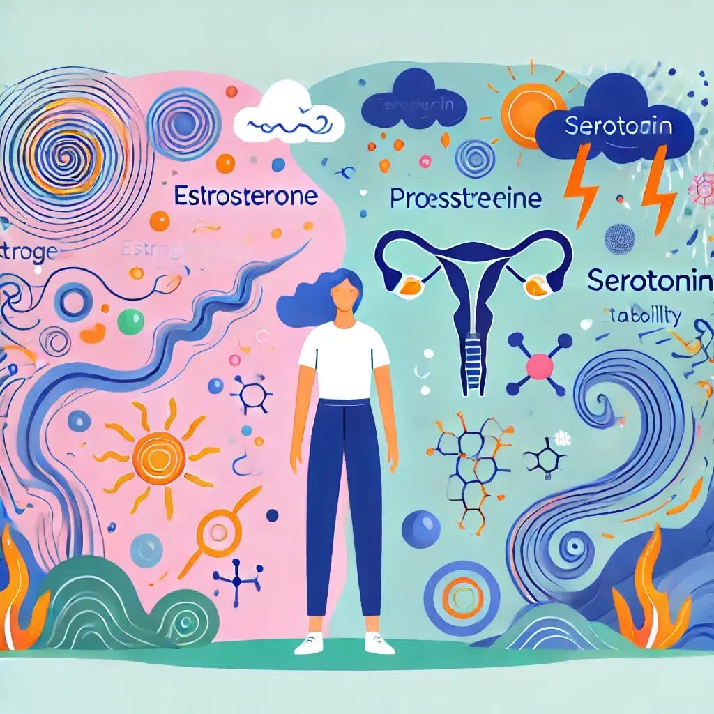 Artistic representation of hormonal fluctuations and mood stability with bipolar disorder 
