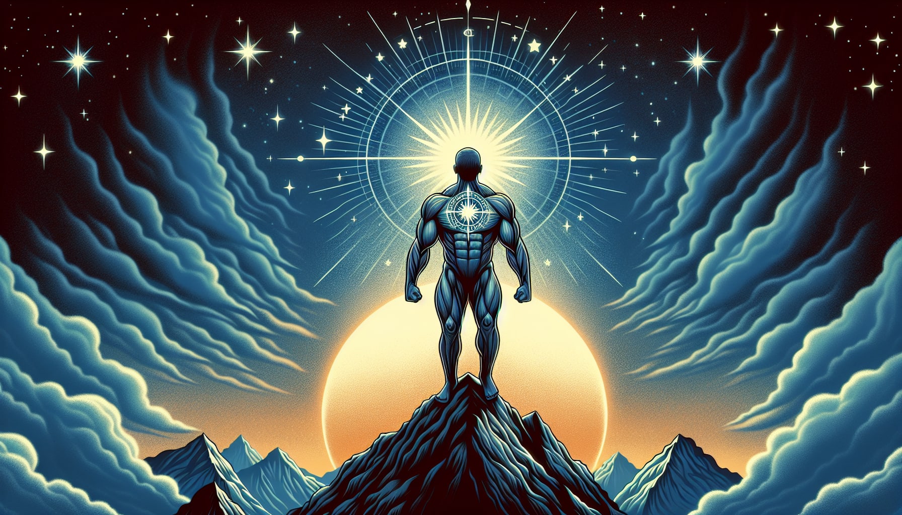 Empowering illustration of an inner warrior setting goals and defining personal success with the help of a compassion focused therapist in san Francisco 