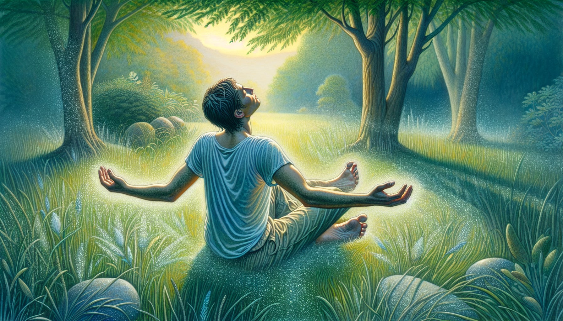 Illustration of a person practicing grounding technique