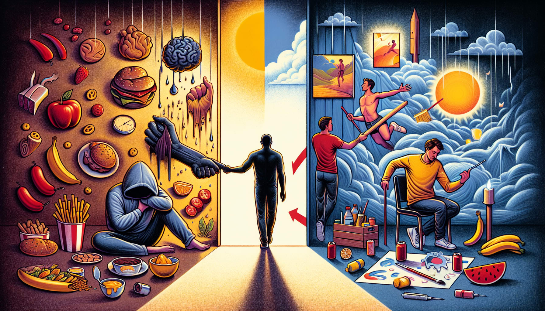 Illustration of transitioning to healthy coping skills