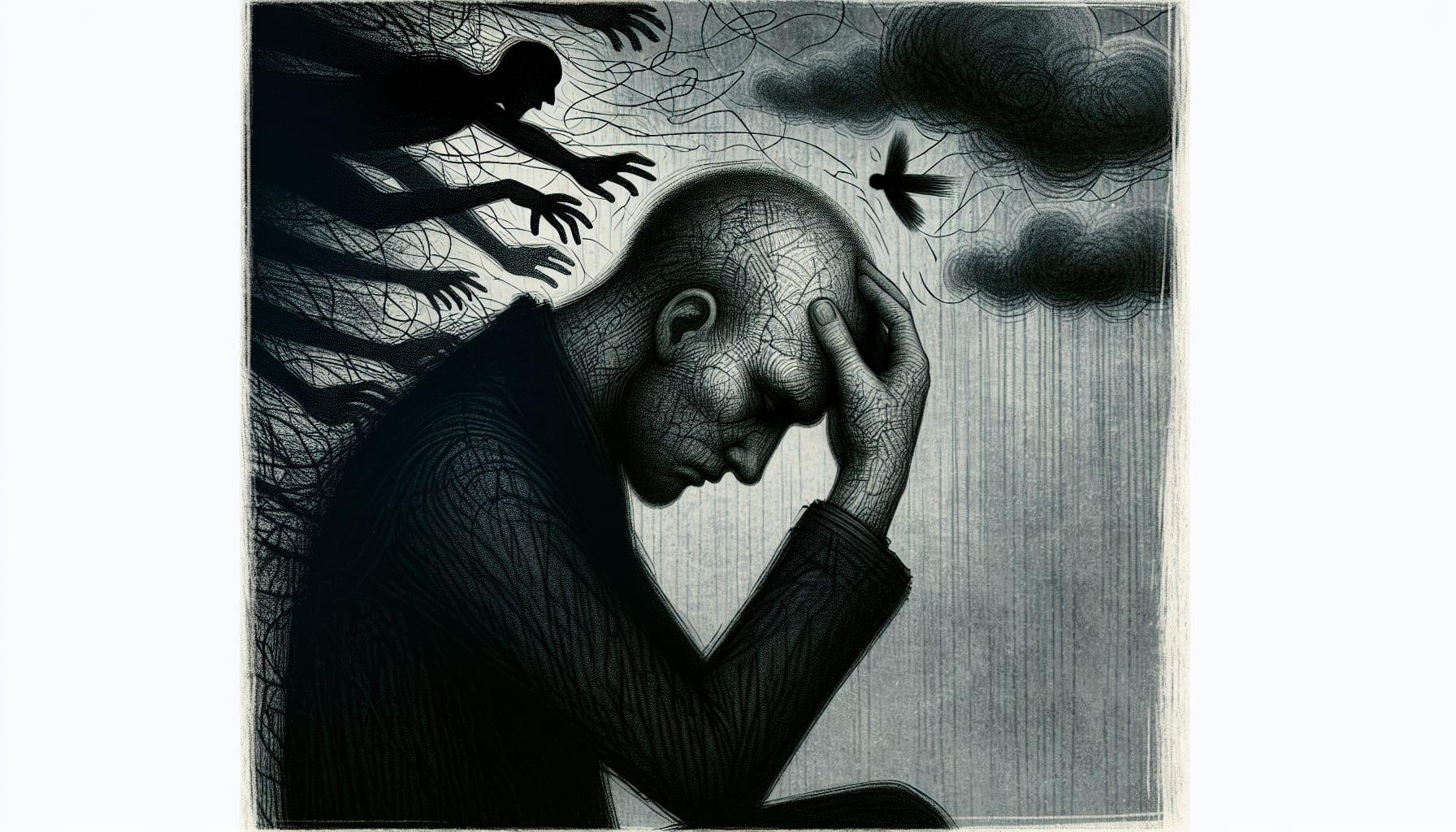 Illustration of a person experiencing grief anxiety symptoms