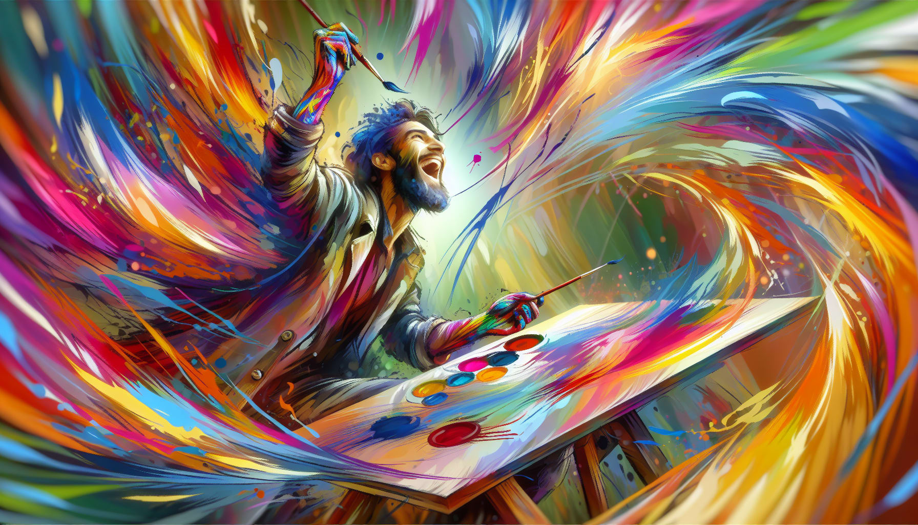 Person painting to express creativity to improve mental health at the recommendation of his San Francisco therapist. 