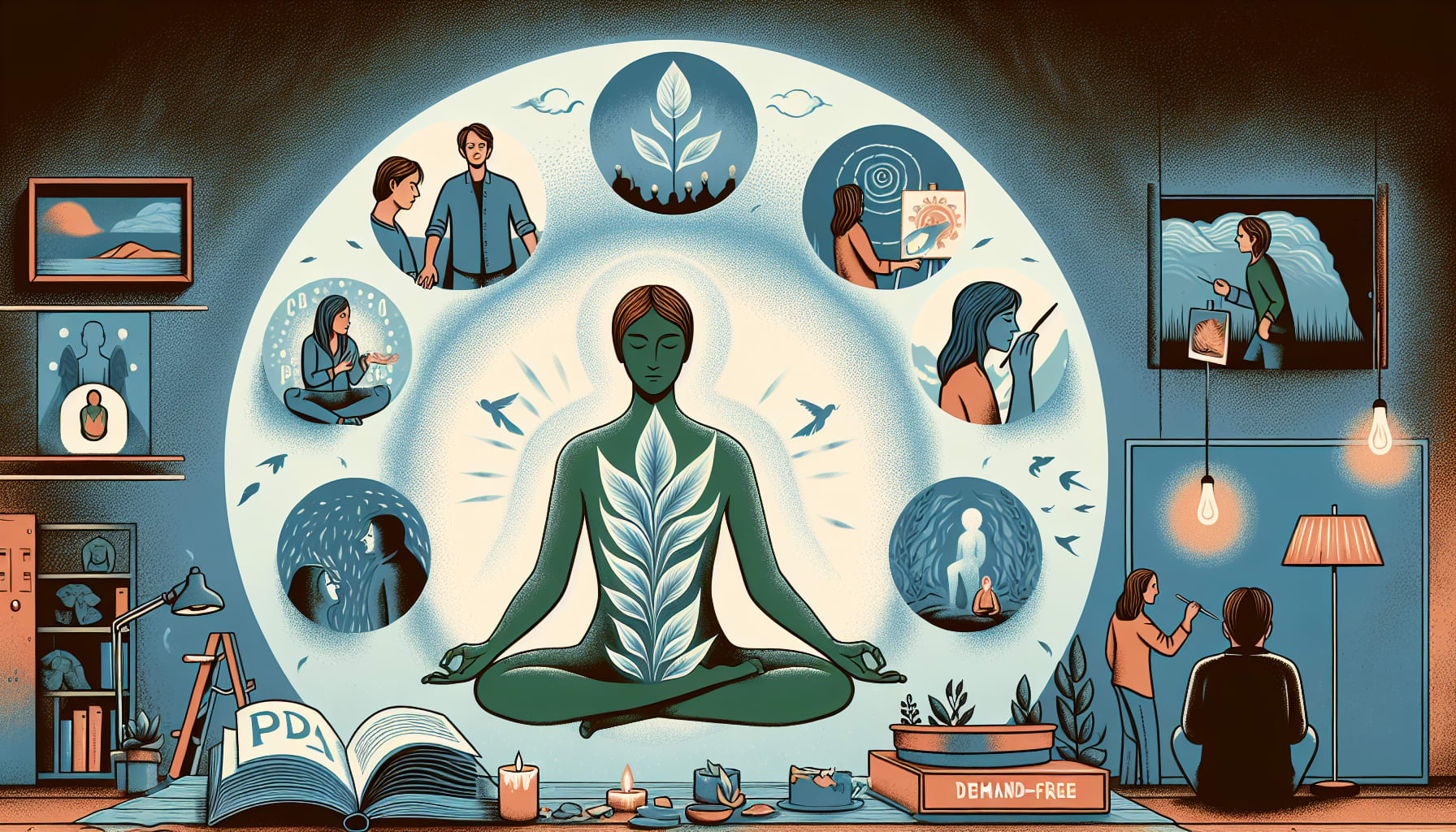 Illustration of coping strategies for PDA representing needing to find a therapist in San Francisco 

