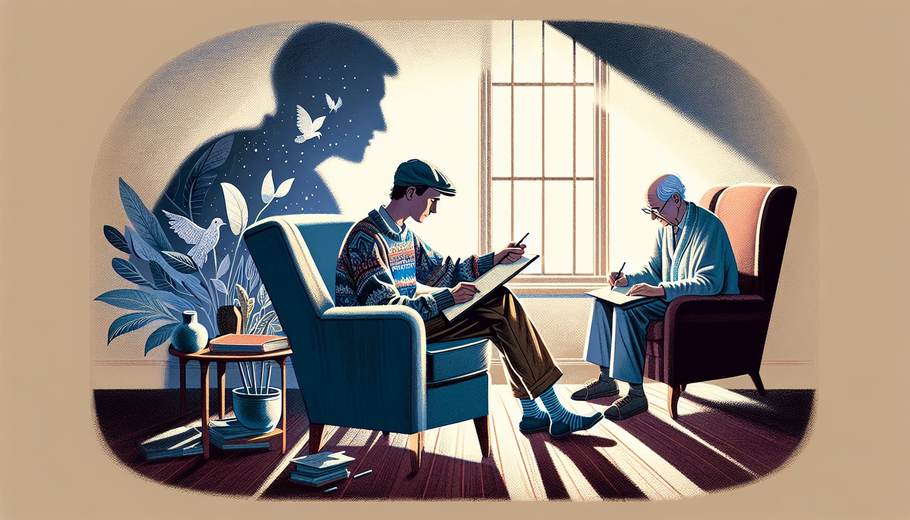 Illustration of a client maintaining a schema diary with imaginal exposure