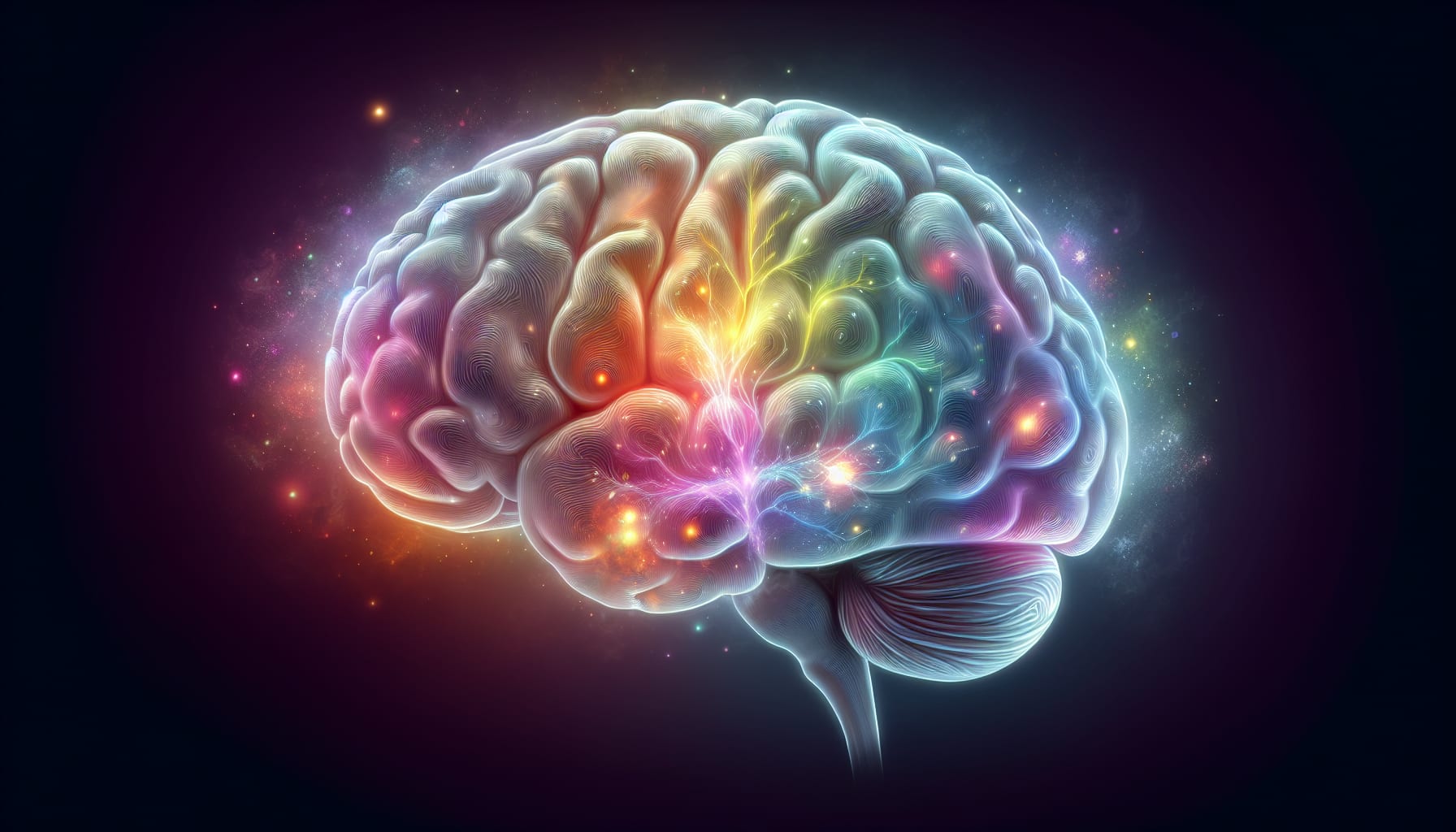 Illustration of brain with highlighted areas indicating cognitive function