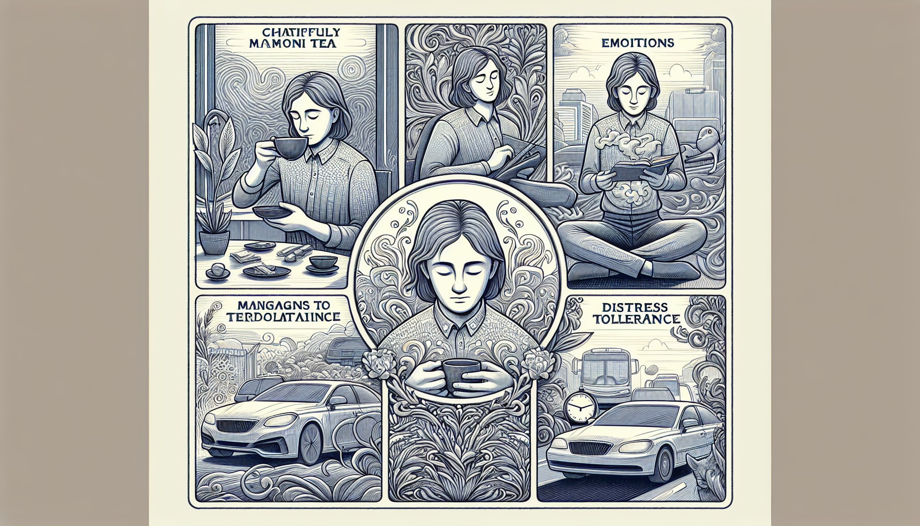 Illustration of a person integrating DBT skills into daily life