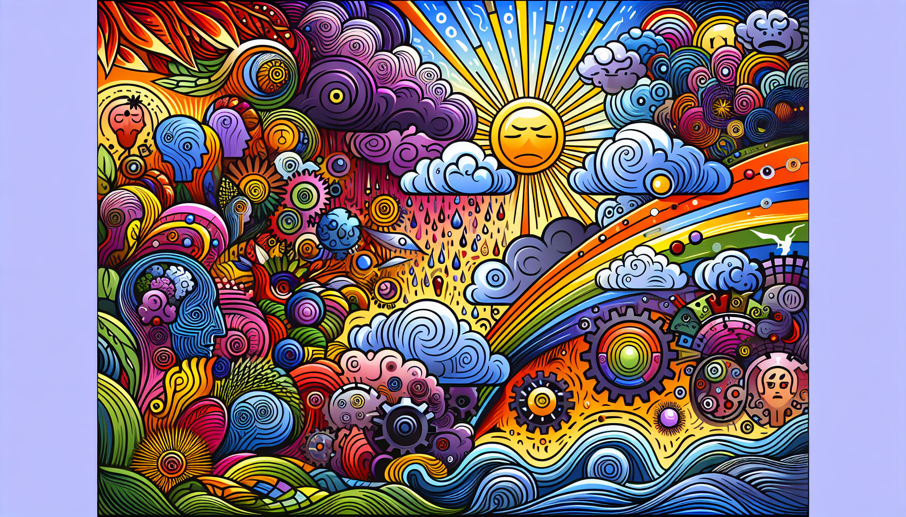 An illustration depicting the essence of cognitive behavioral therapy, showcasing various mental health conditions.