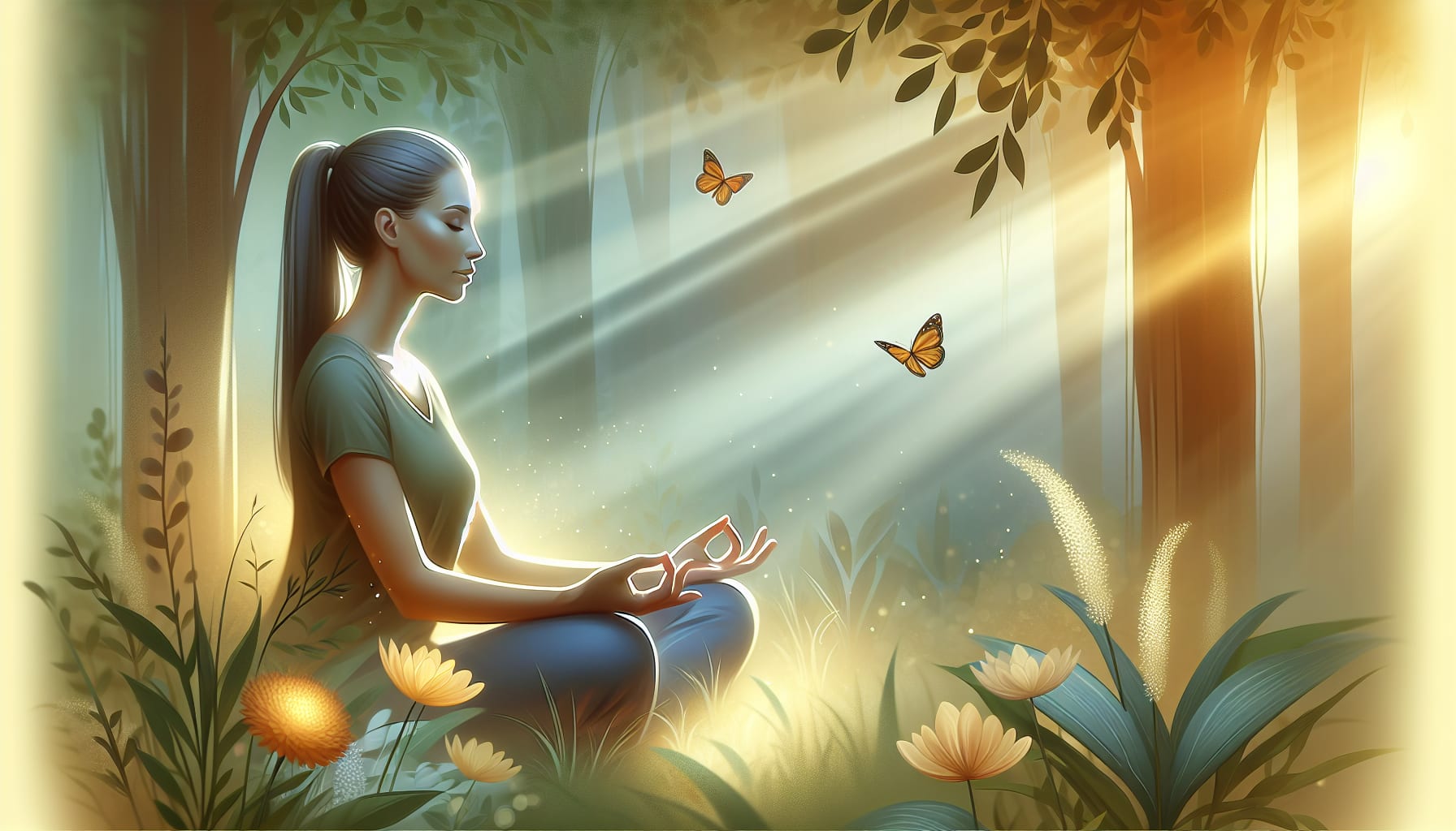 Illustration of a person practicing mindfulness with a calm mind