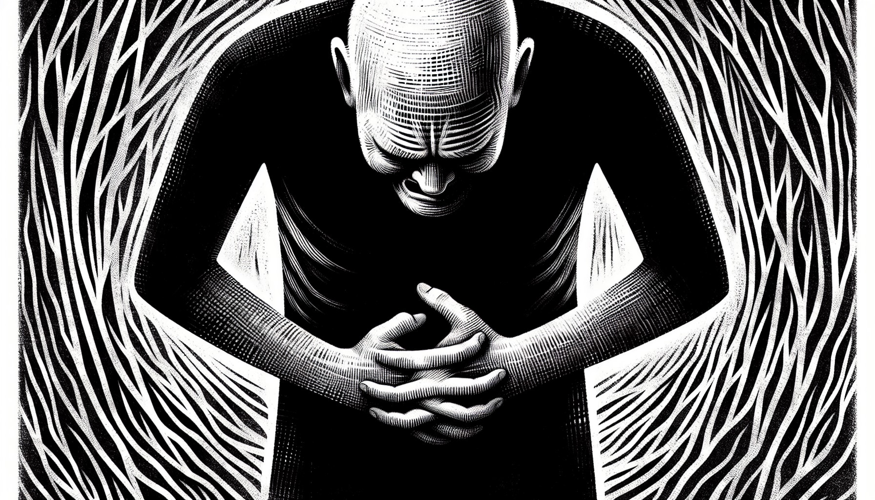 Illustration of a person holding their stomach in discomfort