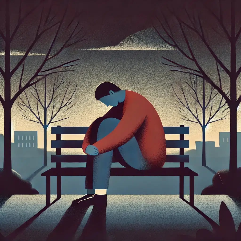 a person sitting down experiencing depressive symptoms and needing an SF therapist for bipolar disorder 