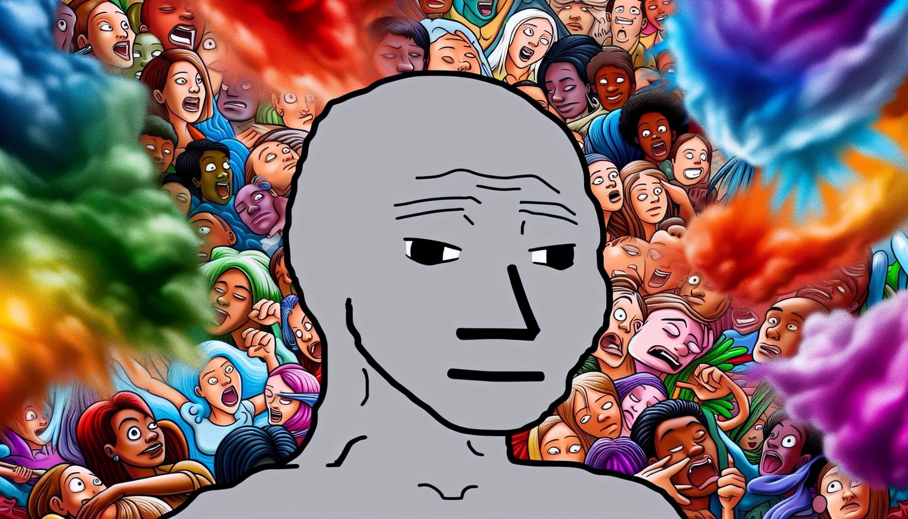 Cartoon of a person maintaining a neutral expression