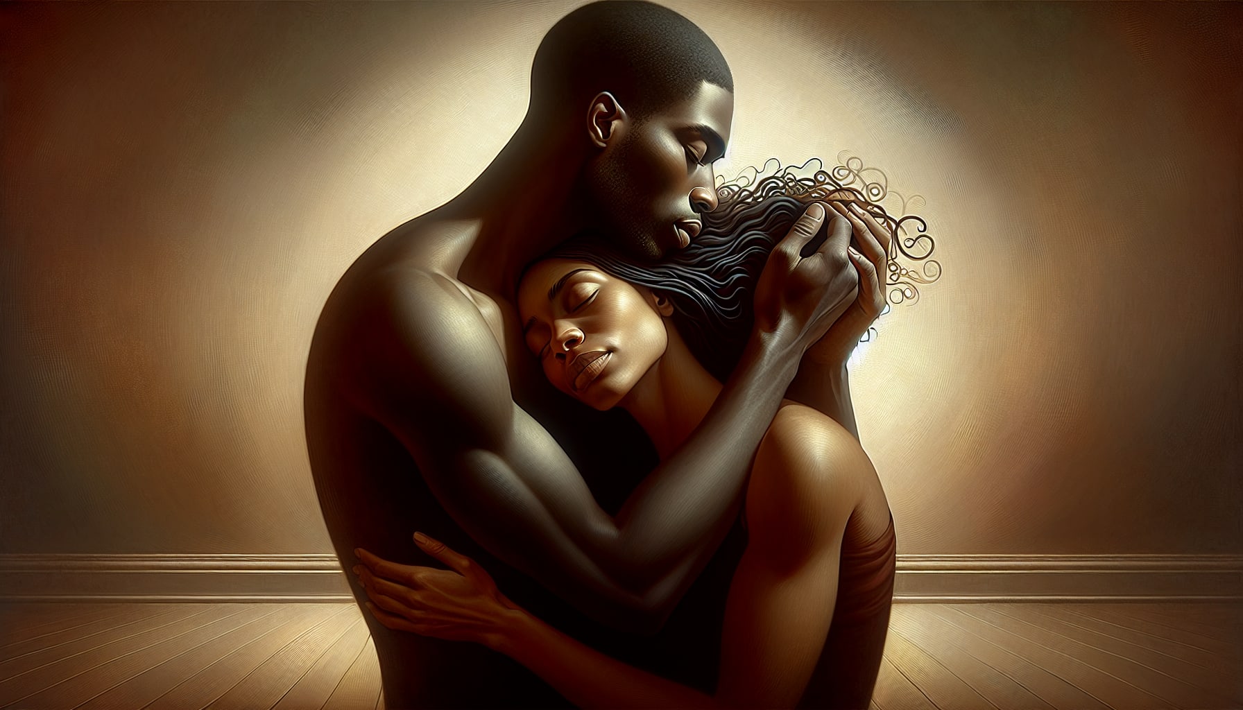 Artistic depiction of a couple embracing with empathy