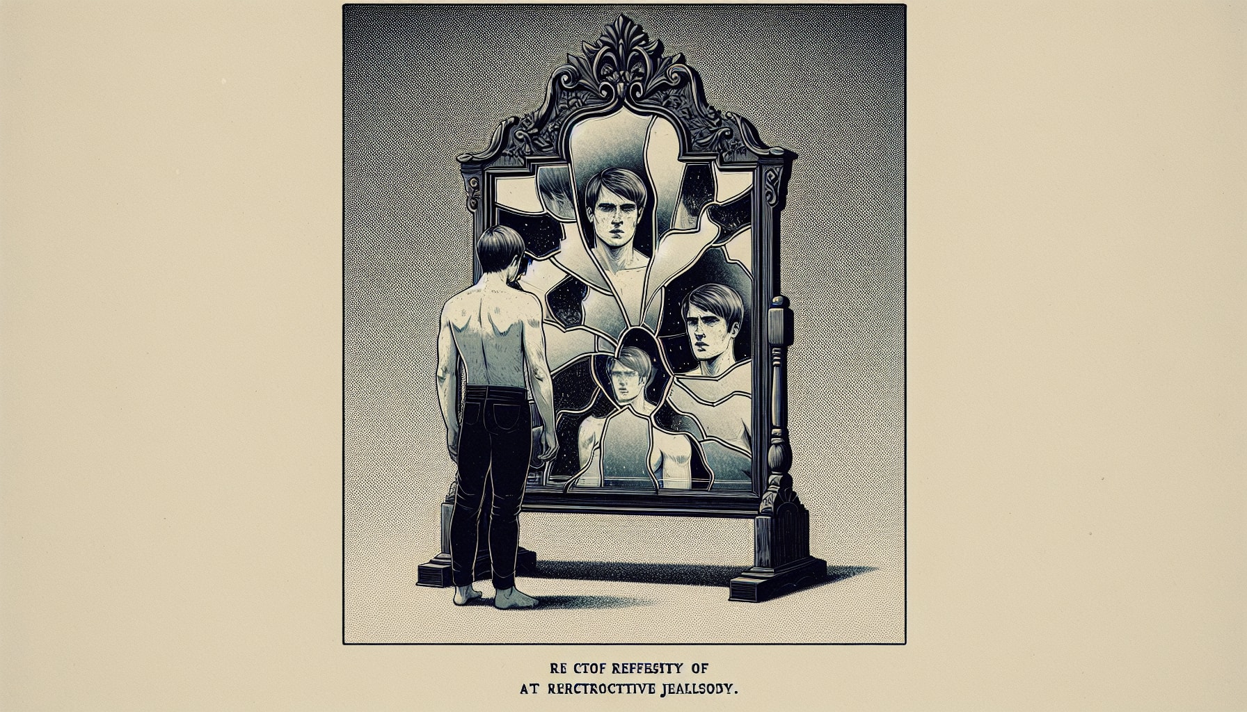 Illustration of a person looking at a mirror, reflecting on their own past experiences because of DBT therapists San Francisco 