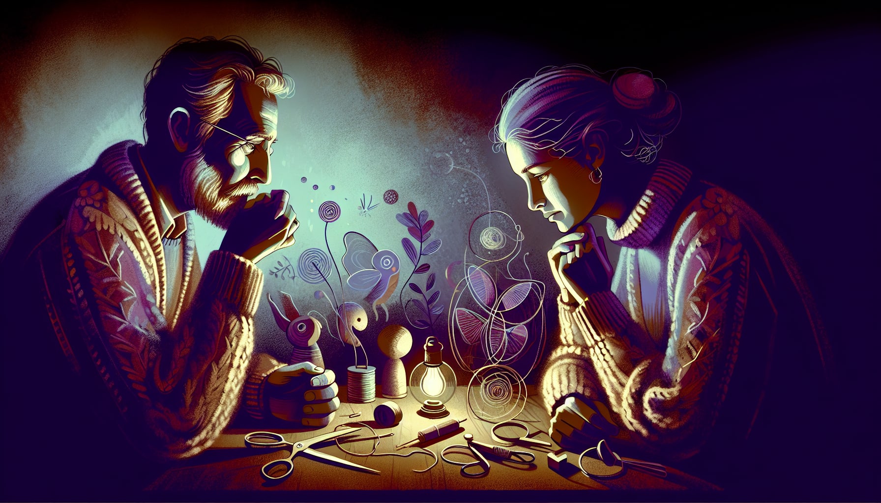 Illustration of a couple identifying relationship issues that they learned in couples counseling San Francisco