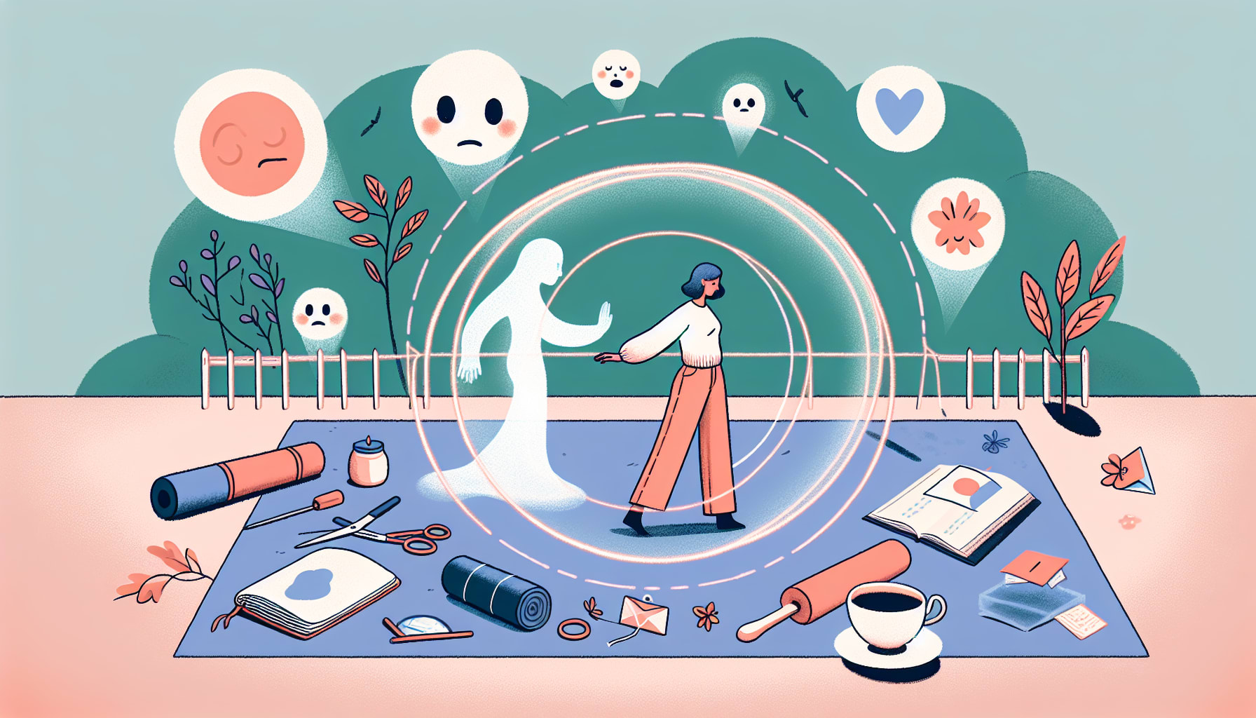 Illustration of setting healthy boundaries to manage limerence