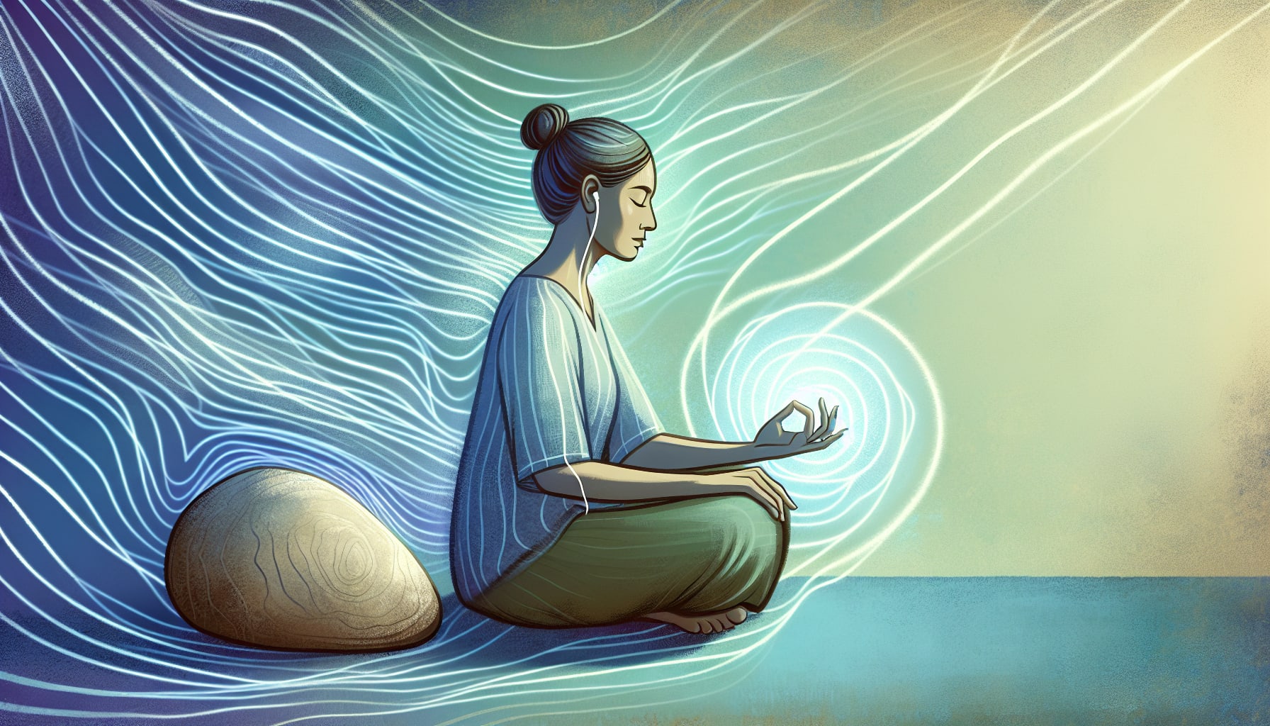 Illustration of a person using mindful breathing and sensory focus from eye movement desensitization san Francisco