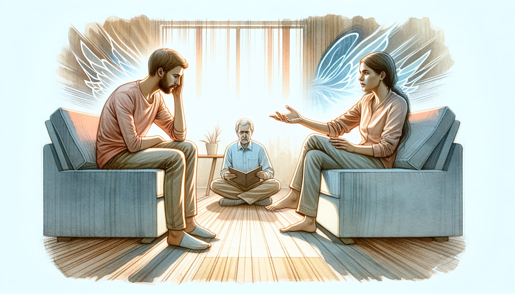 Illustration of a person in a counseling session with a therapist
