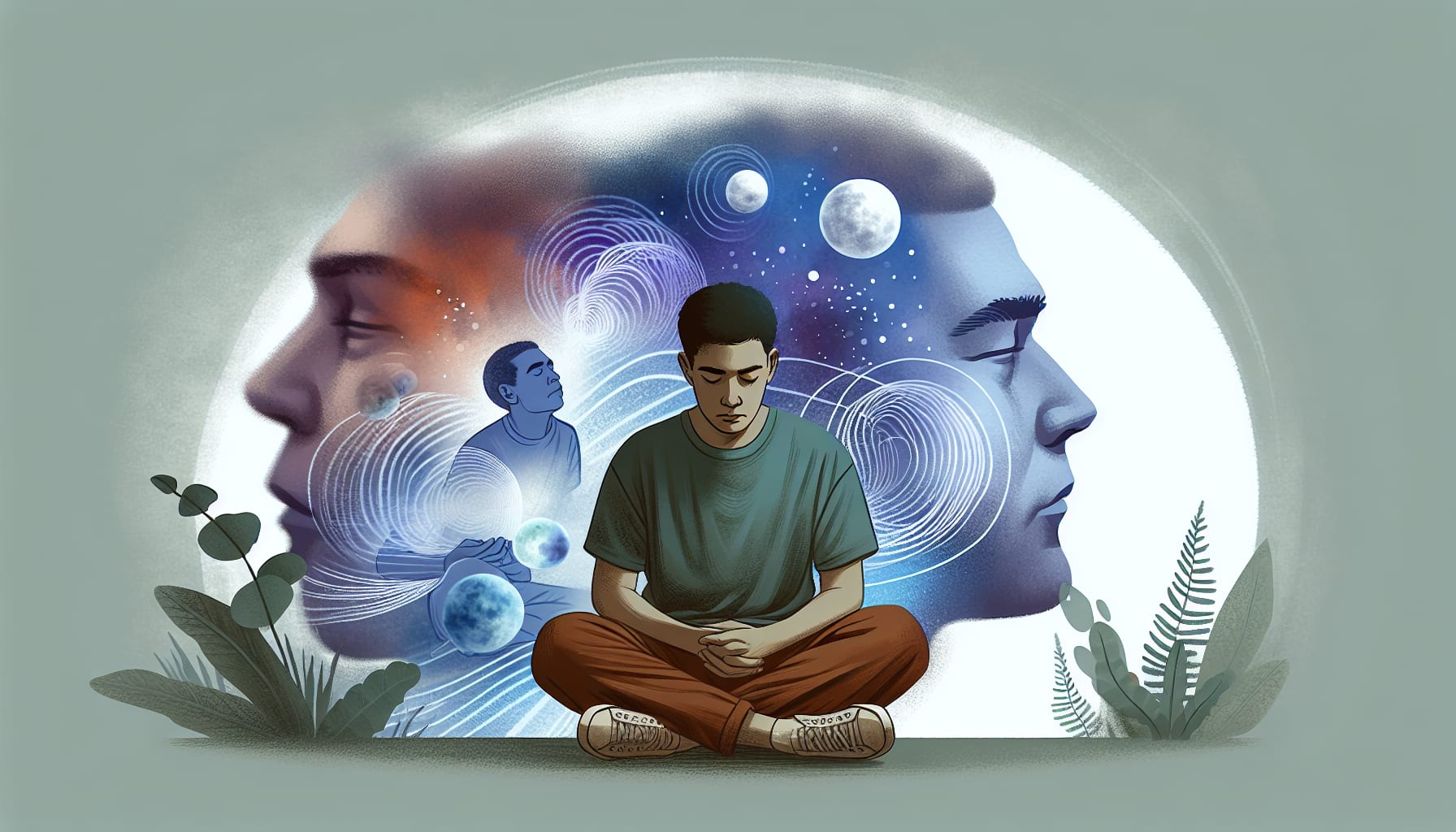 Illustration of a person visualizing traumatic memories