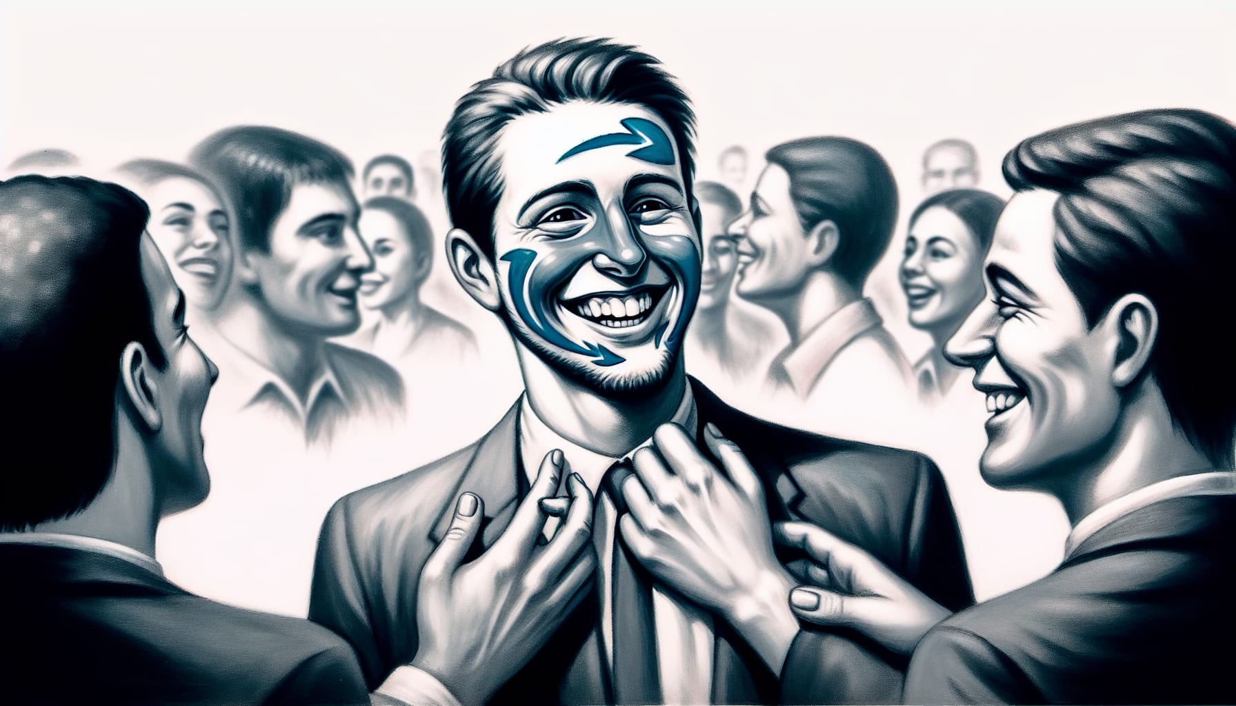 Illustration of a person displaying surface sociability representing needing cbt therapist
