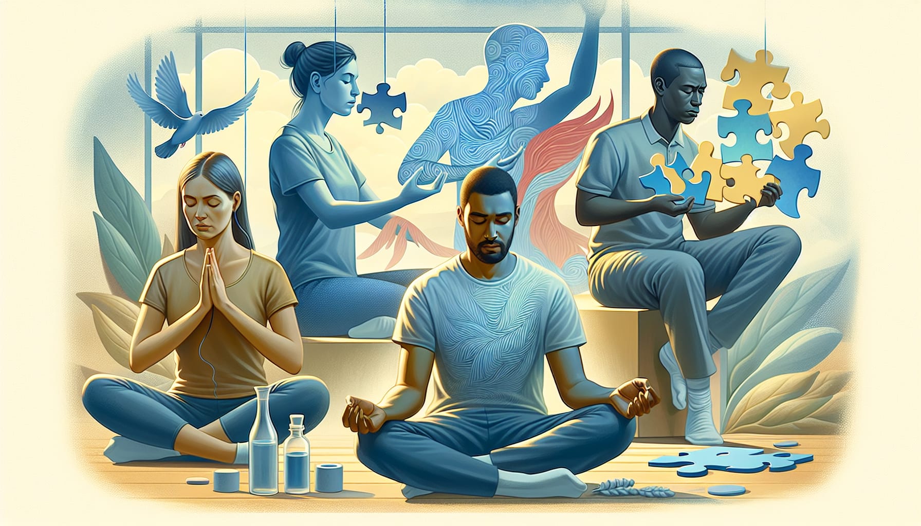 Illustration of practical exercises in San Francisco Dialectical Behavioral Therapy for emotional intelligence