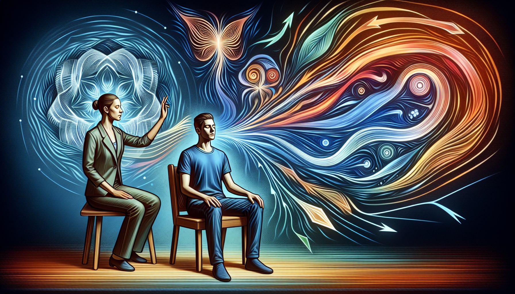 An artistic representation of EMDR therapy in action, showcasing the process of desensitization and reprocessing.