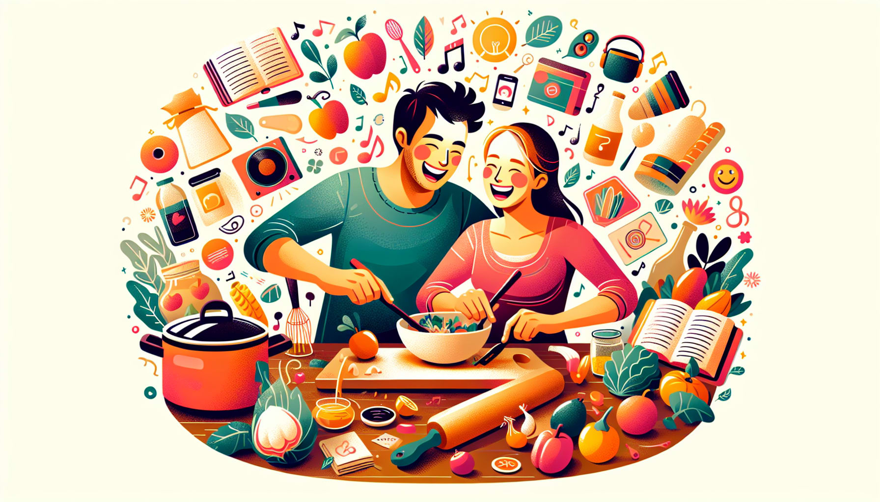 An illustration showing shared values and interests among couples, emphasizing the importance of common goals.