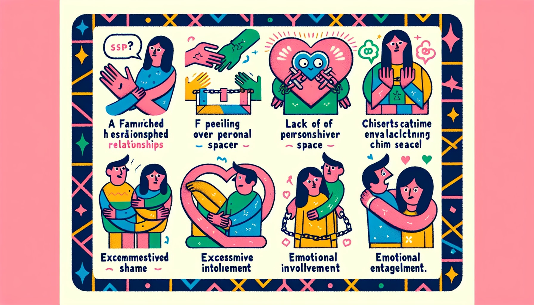 Visual representation of signs of enmeshed relationships.