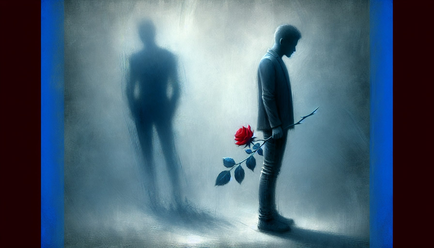 Artistic representation of a person feeling insecure in a romantic relationship