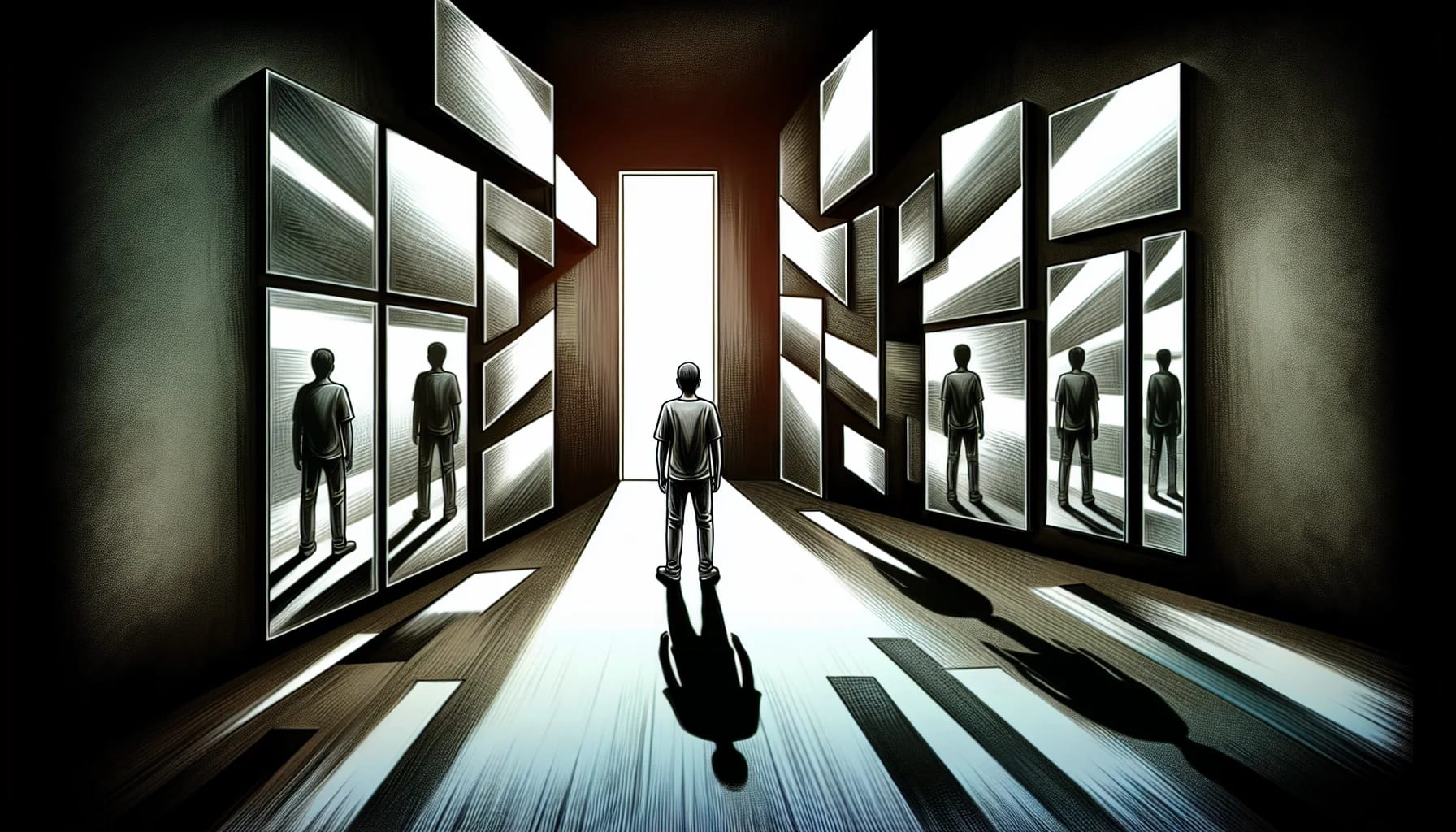 Illustration of a person feeling uncertain about their reality