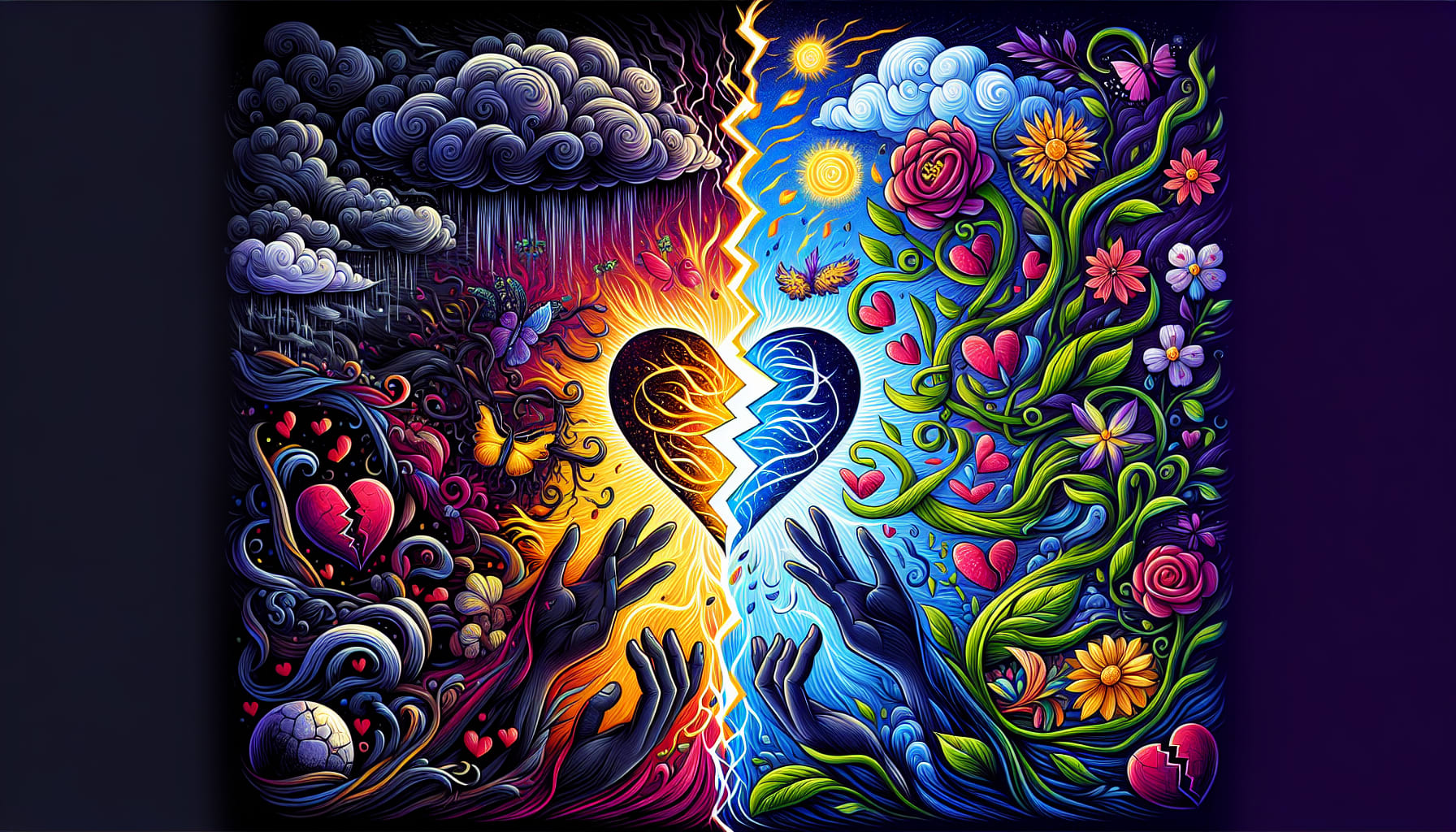 An illustration depicting the contrast between toxic and healthy relationships.