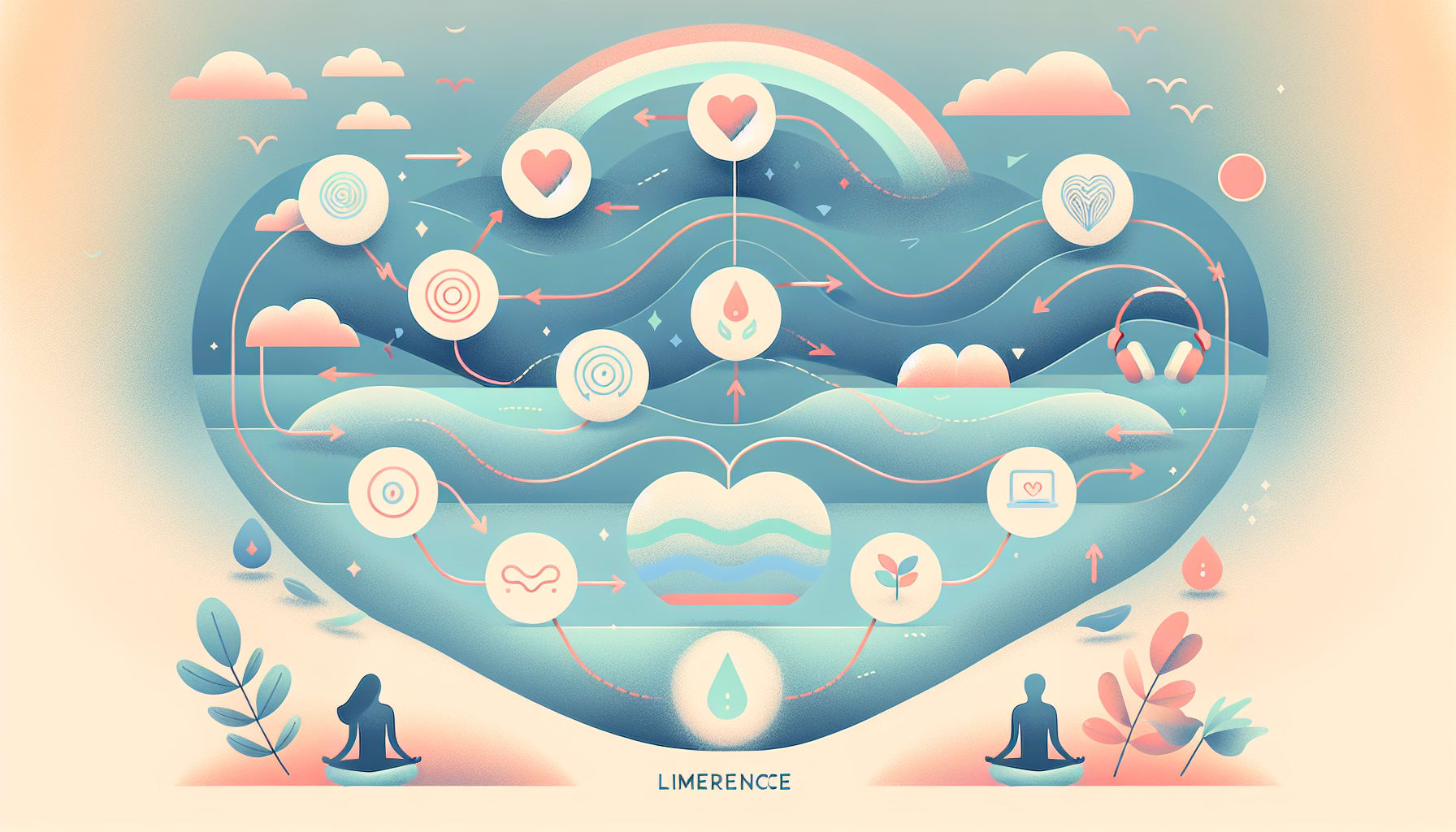 An illustration of the EMDR process for helping individuals with limerence, showing steps of therapy.