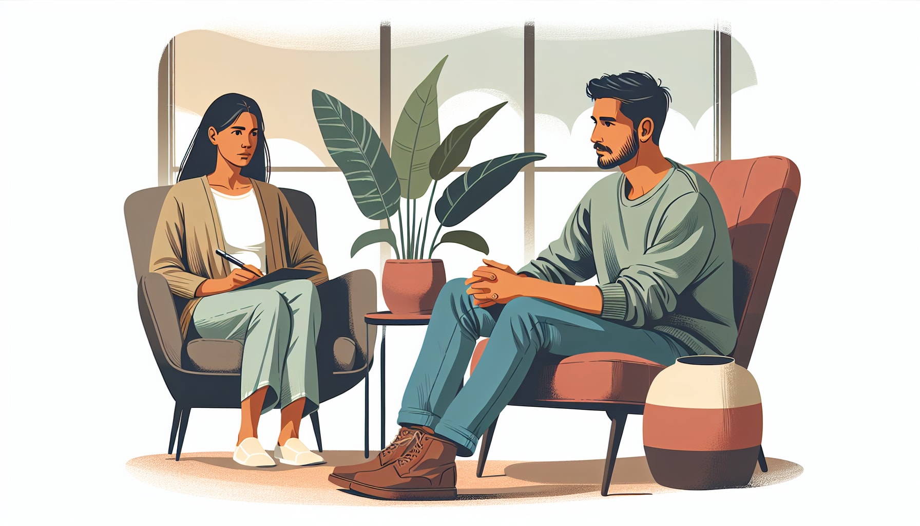 Illustration of person attending therapy