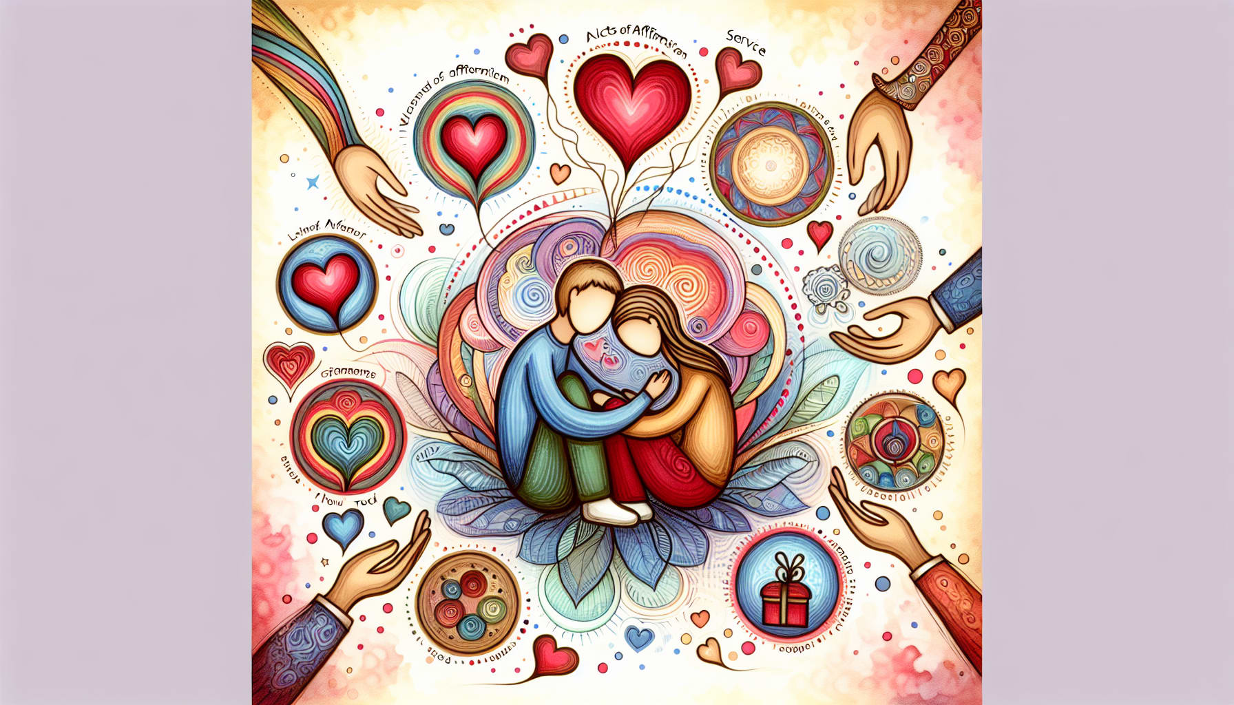 A drawing illustrating the combination of acts of service with other love languages.