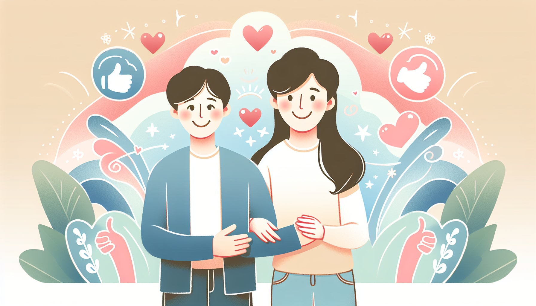An illustration representing mutual respect and support in a couple's relationship.