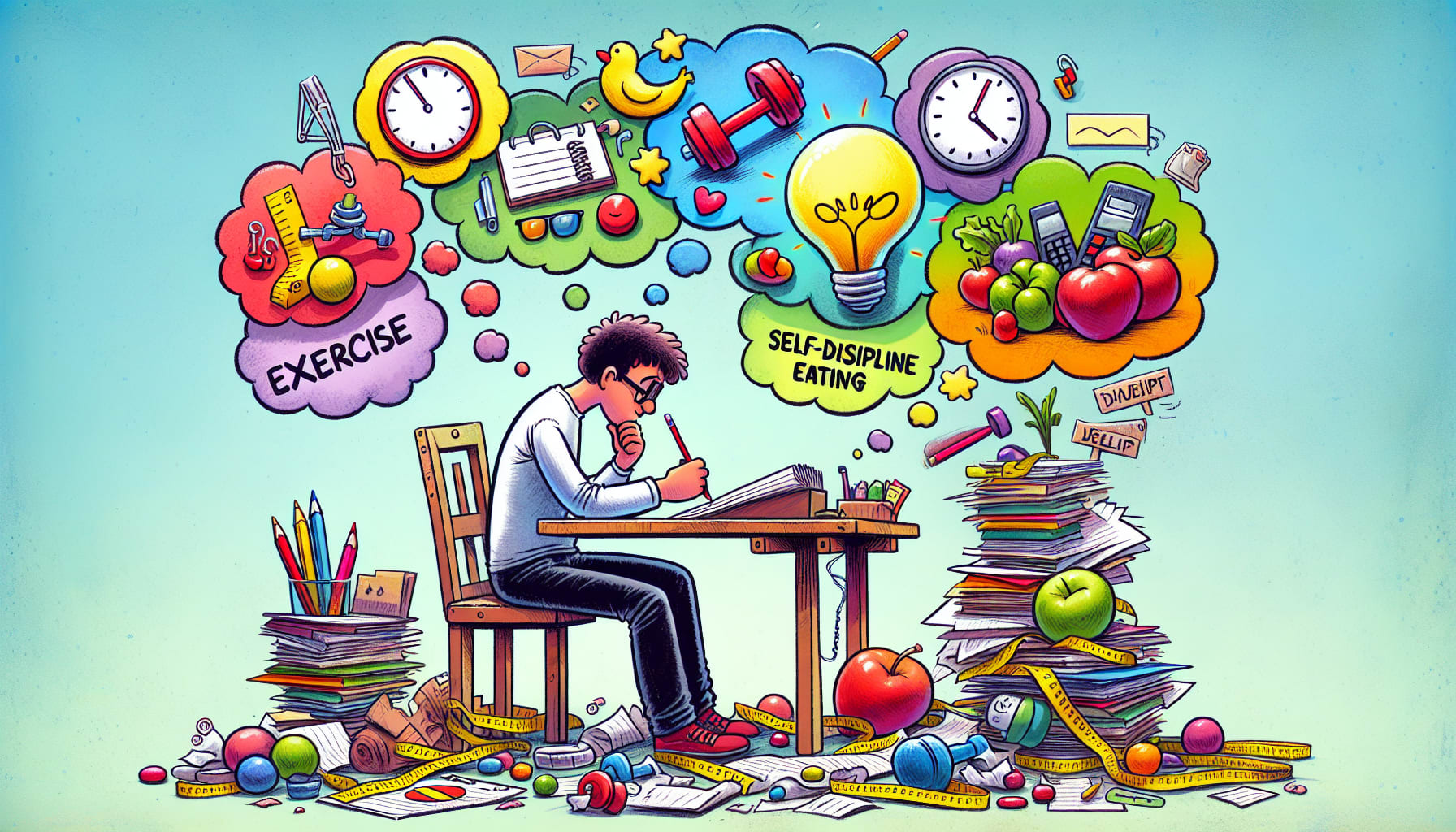 An illustration of a person identifying their keystone habit through reflection.