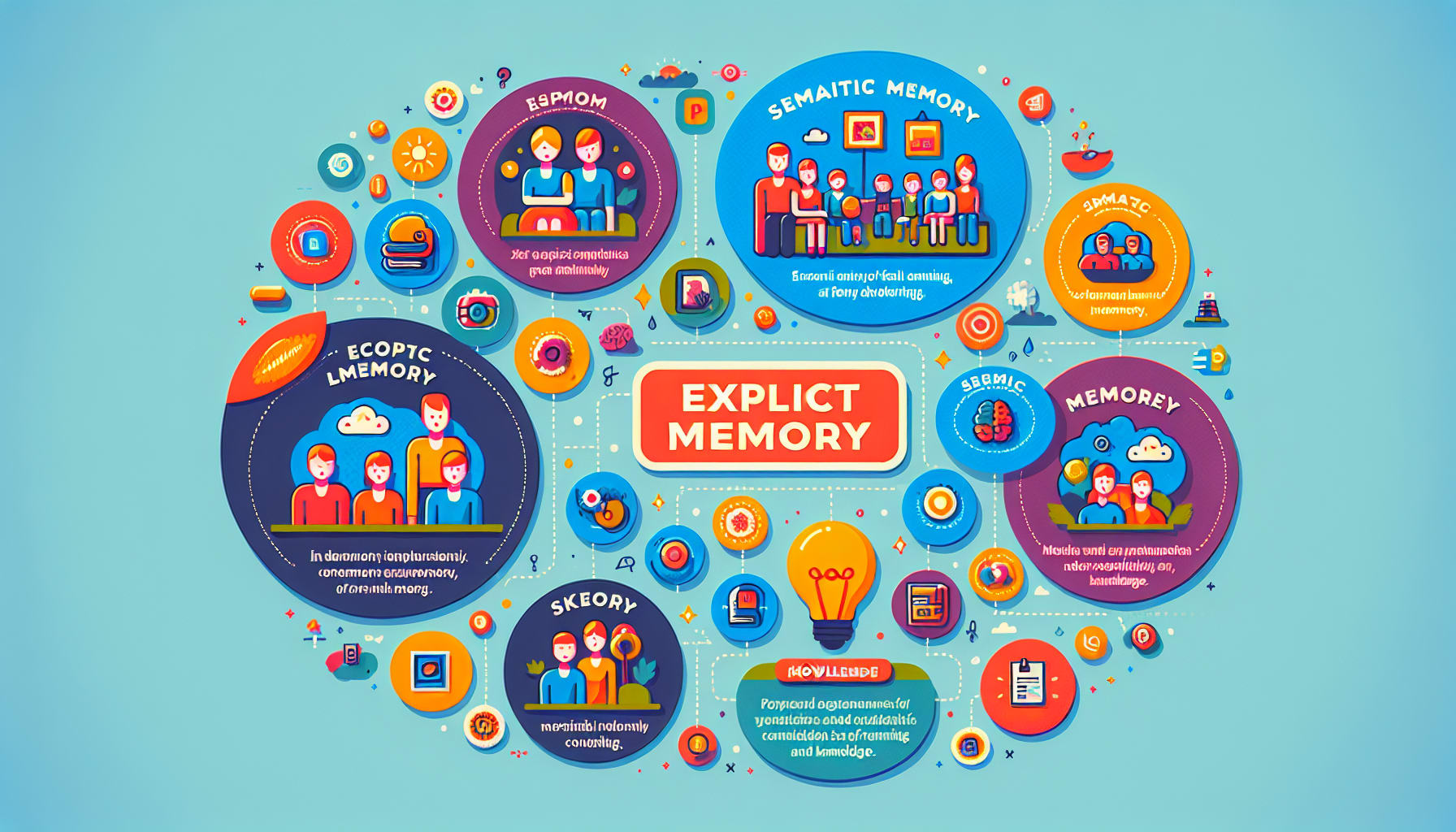 A visual representation of different types of explicit memory.