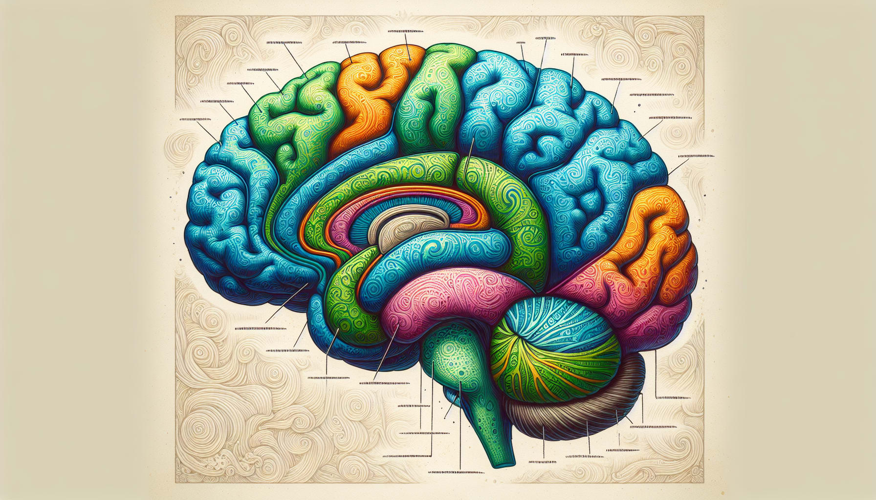 An artistic depiction of brain regions involved in memory.