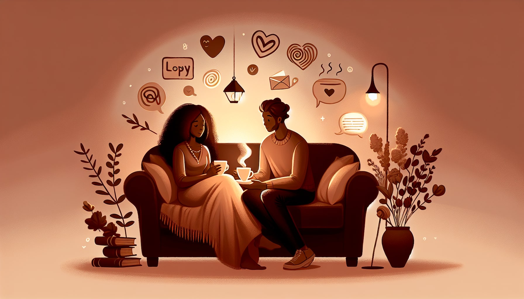 An illustration of a couple communicating their needs regarding acts of service.
