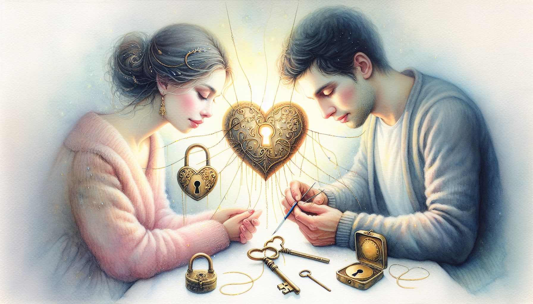 An illustration depicting trust and honesty in relationships, featuring elements of rebuilding trust after challenges.