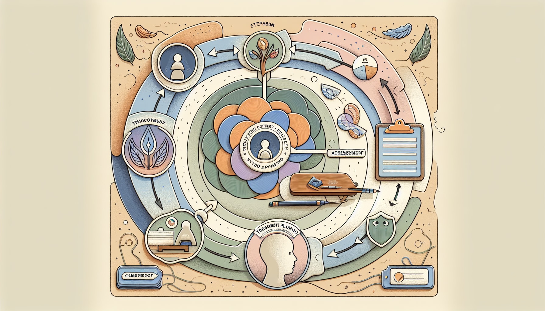 An illustration outlining the steps for implementing EMDR in attachment therapy.