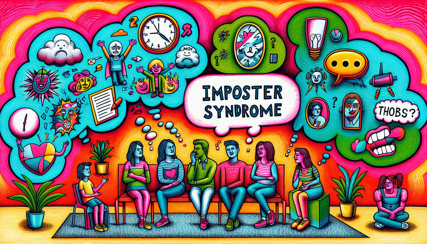 An illustration showing the causes of imposter syndrome.