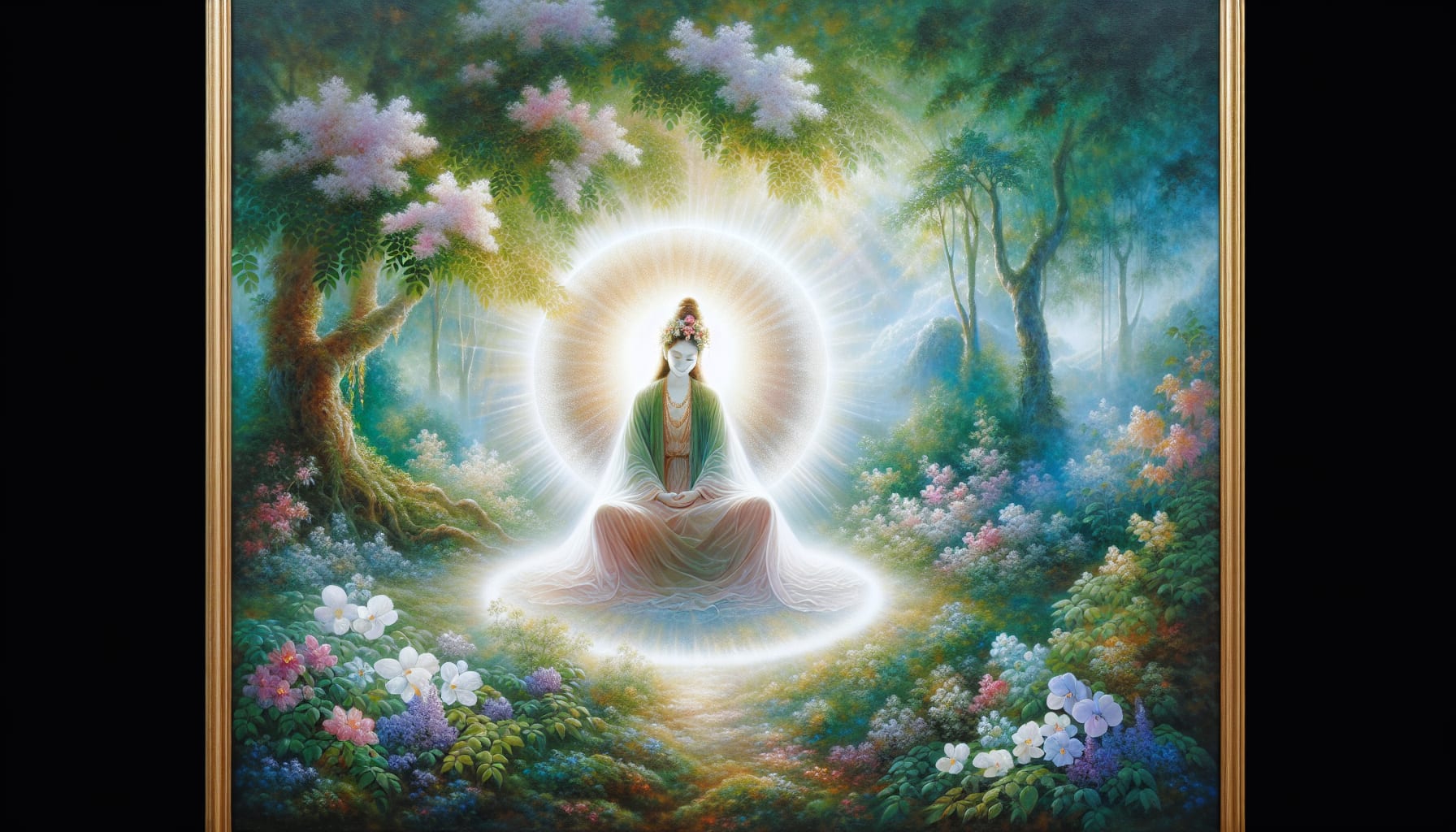 An artistic depiction of healing through the divine feminine.