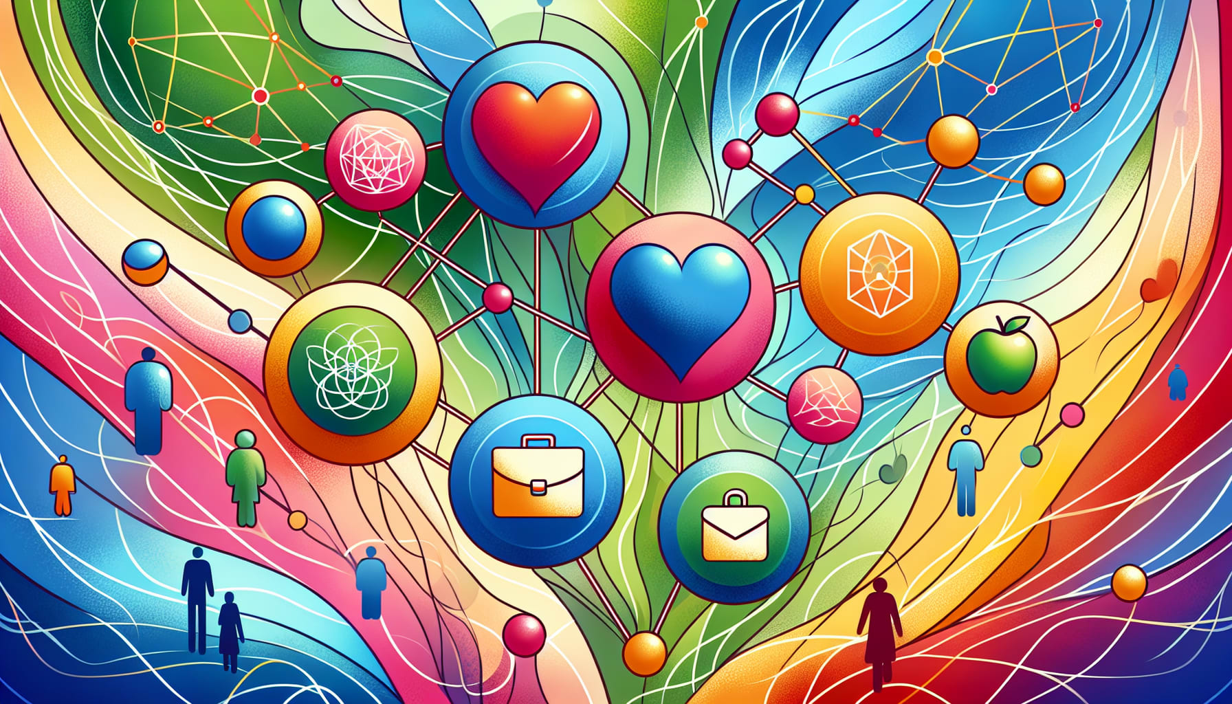 An illustration showing various values domains explored in ACT therapy, emphasizing personal values.